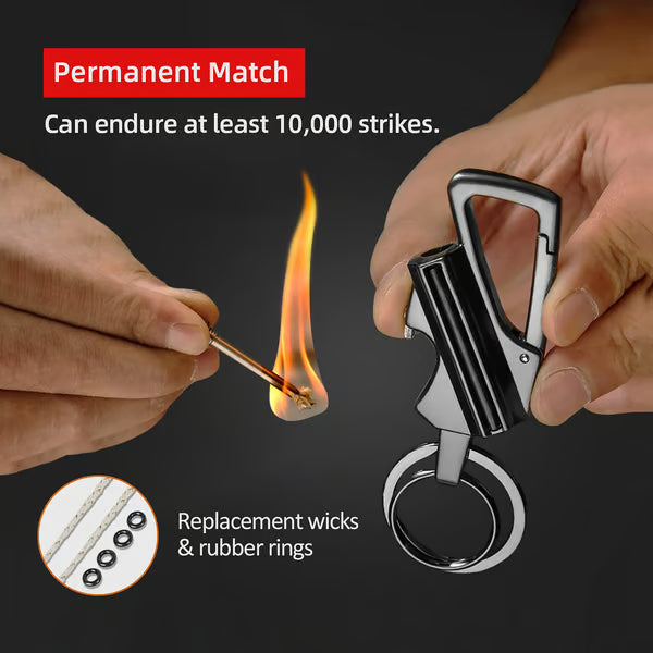 3-in-1 Permanent Match & Carabiner Keychain
