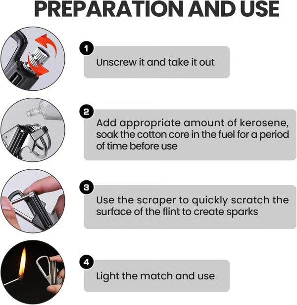 3-in-1 Permanent Match & Carabiner Keychain