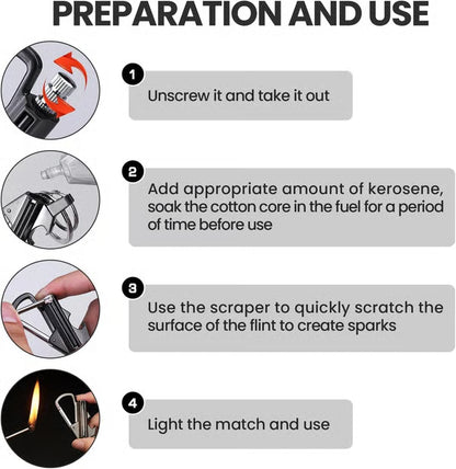 3-in-1 Permanent Match & Carabiner Keychain